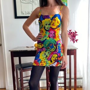 Warhol print stretch slip dress